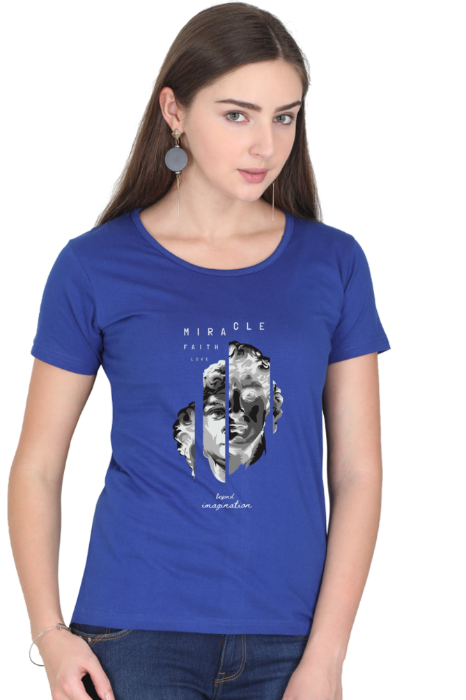 Creative Antique Face Art on Cotton T-Shirt