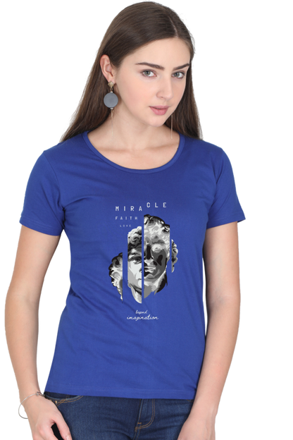 Creative Antique Face Art on Cotton T-Shirt