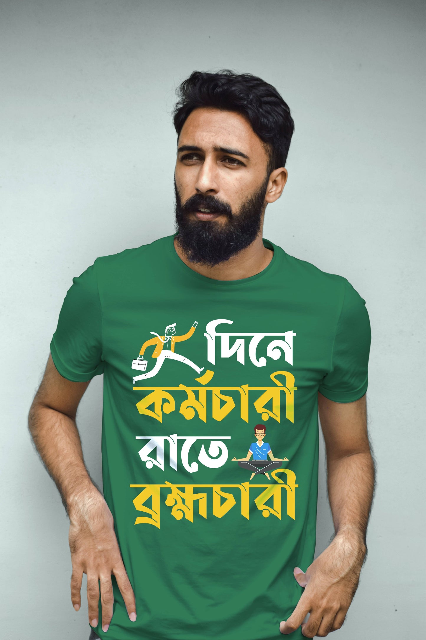 Dine Kormochari Rate Bromhochari - Exclusive Typography on Soft Cotton T-Shirt