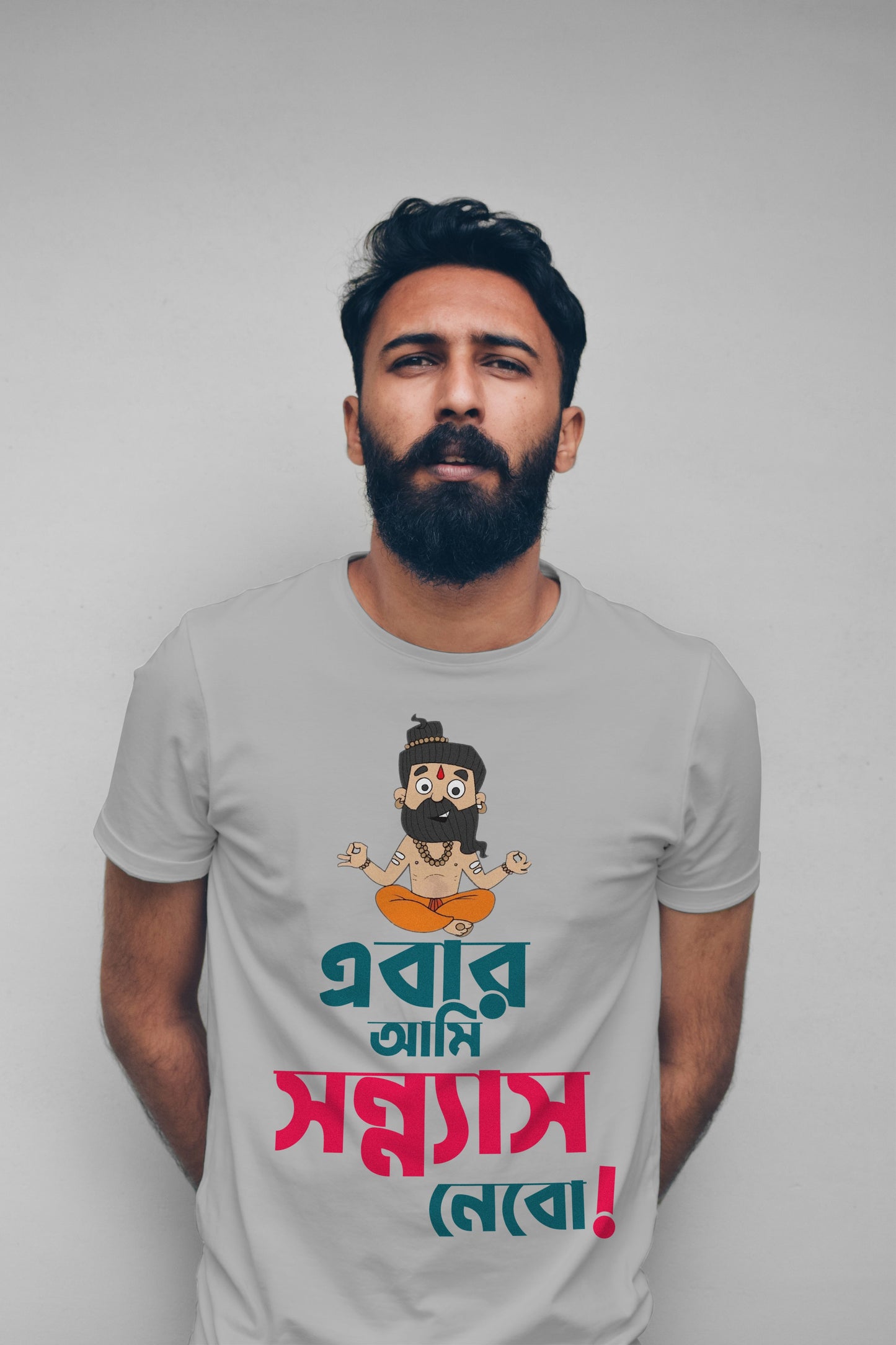 Stylish Cotton Tee with  Eye-Catching Design - Ebar Ami Sonnyas Nebo