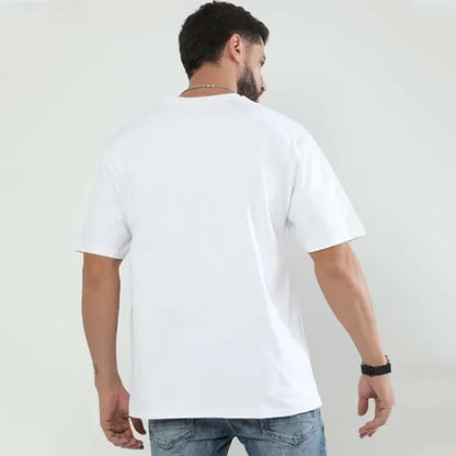 Classic Dropsholder White Cotton T-Shirt for Men